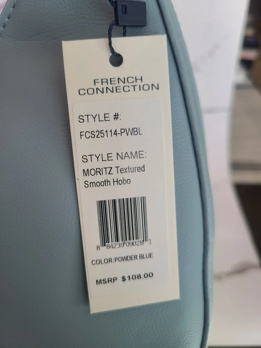 French Connection Powder Blue Hobo with Gold Chain Accent